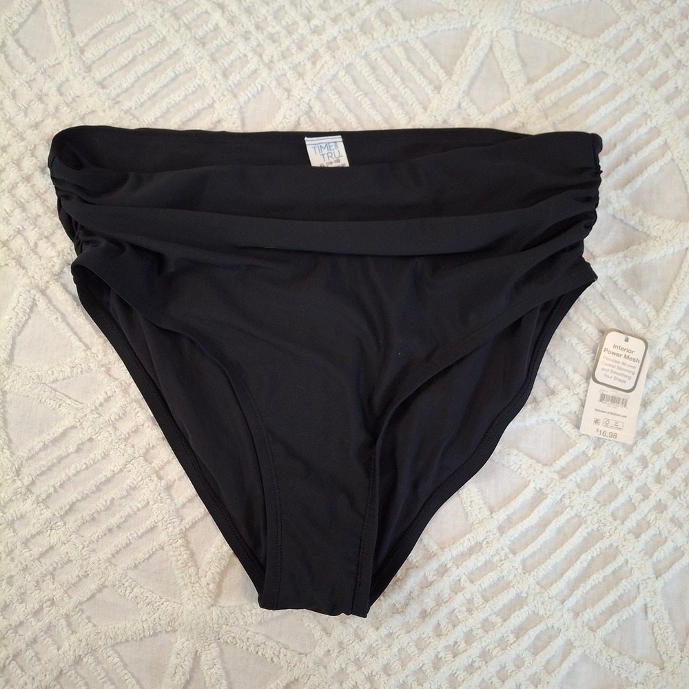 Time and Tru Black High-Waist Fold-Over Bikini Bottom